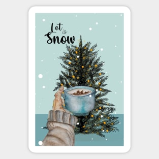 Christmas Cup of Coffee Postcard Sticker